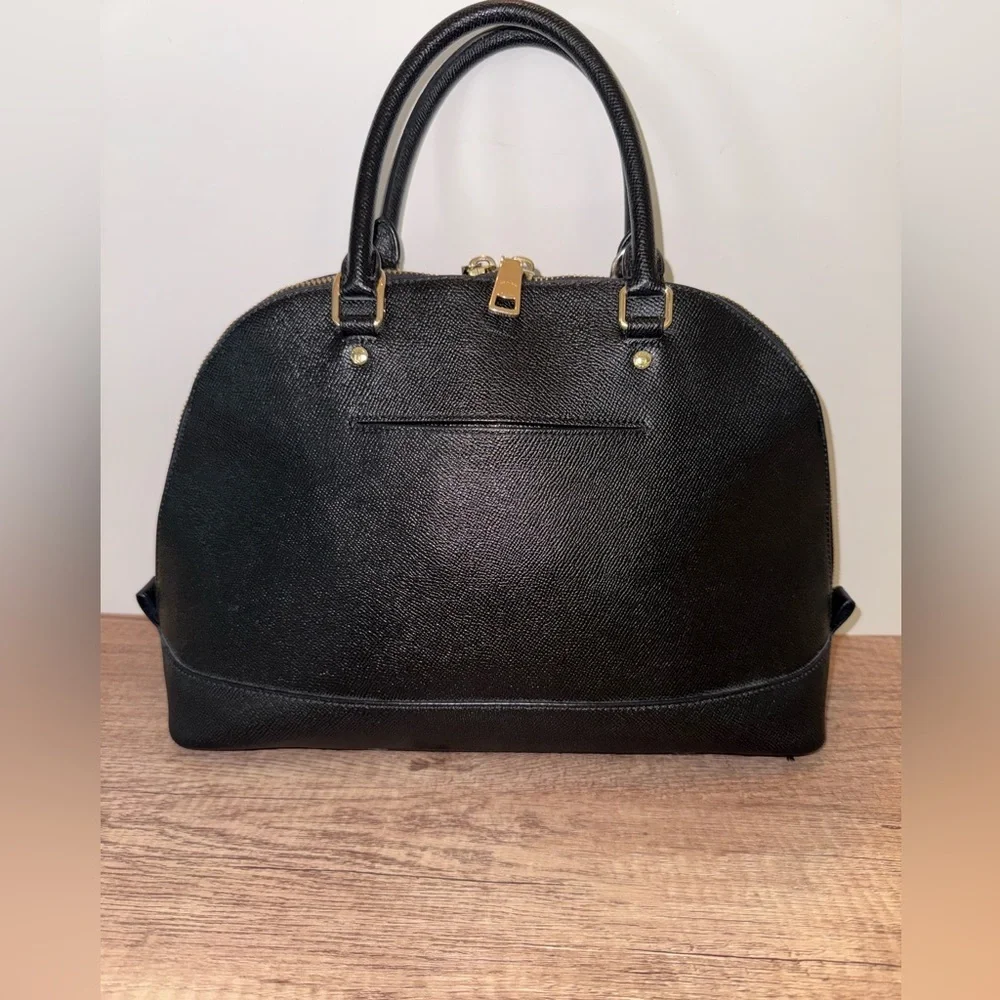 Coach Sierra Satchel Black Crossgrain Leather F57524 Dome Zip Top Handbag Purse